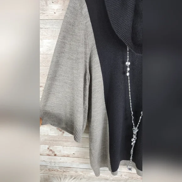 Hampshire Studio, 0322, Women's Black and gray sweater with wide sleeves, 1X - Picture 4 of 7